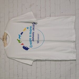 NWOT Humane Society Of United States Animal Rights White Print Tee Tshirt Unisex